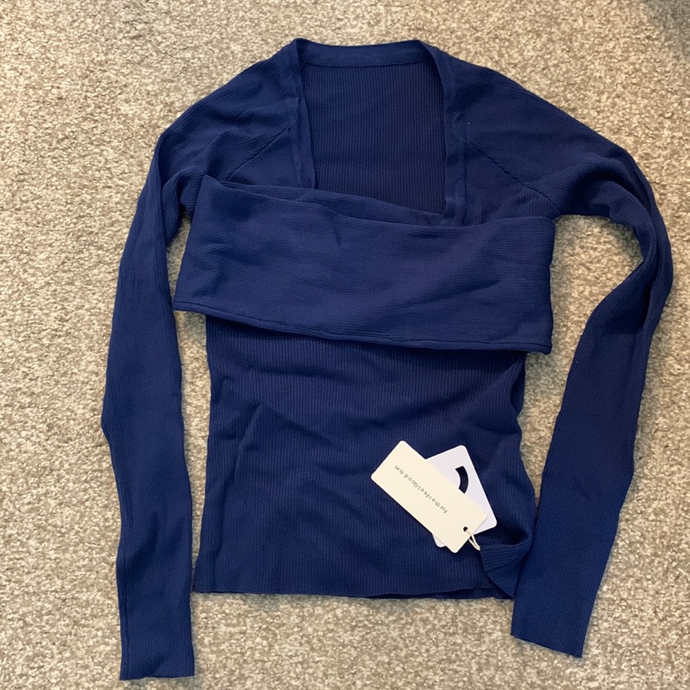 COMMENSE: Front Knit Long Sleeve Shirt